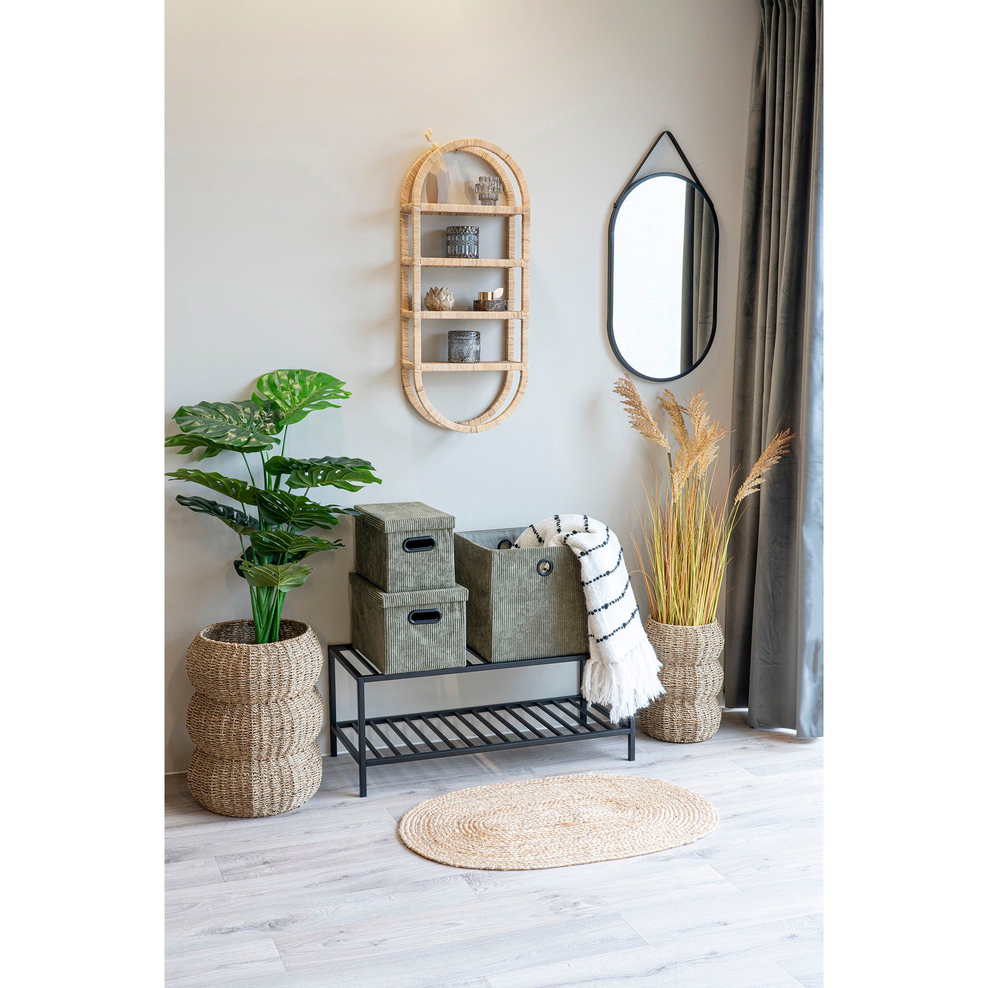 Bombay Fußmatte – 50×80 cm, Natur, oval, geflochtene Jute